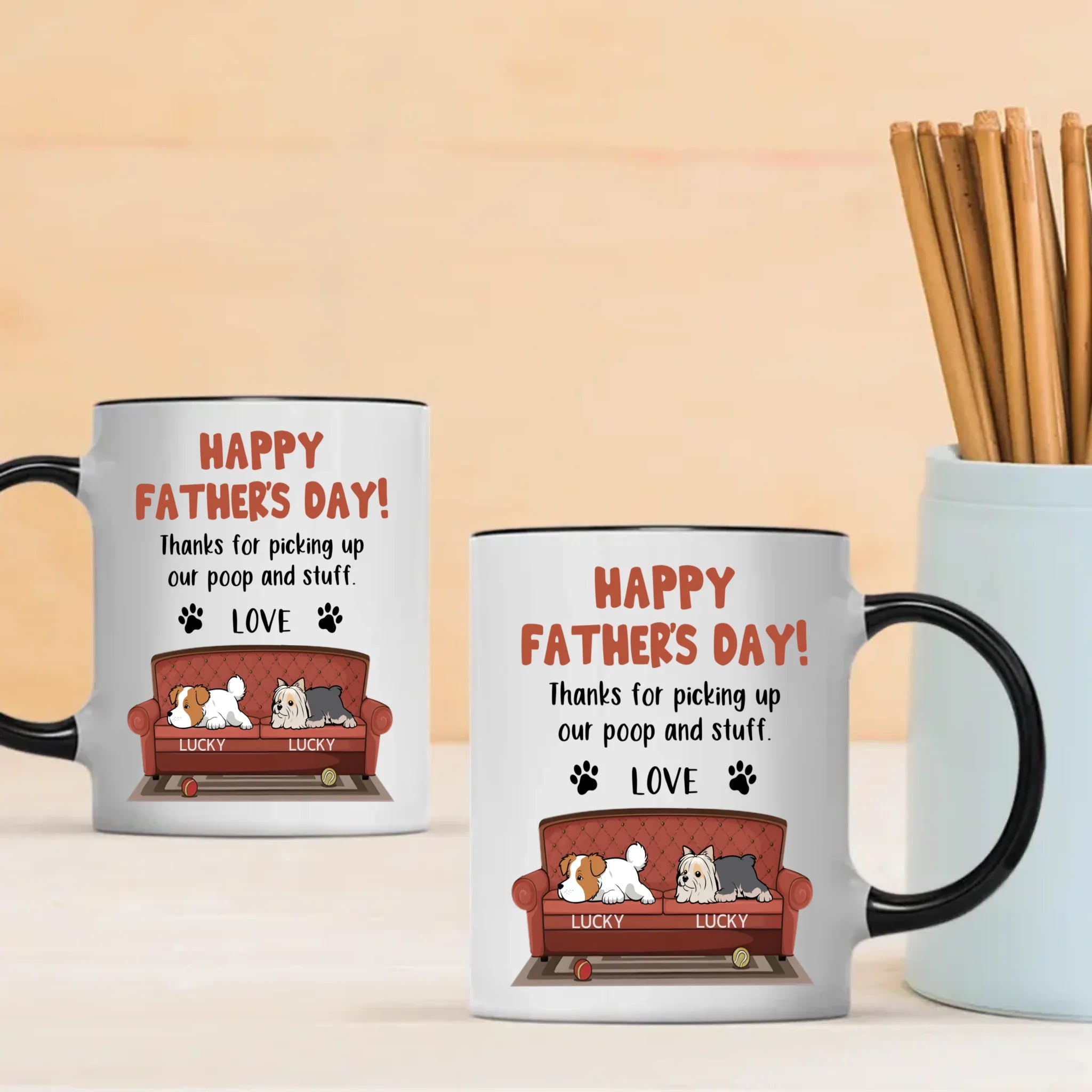 Memorable Father's Day Dog Mug - Thanks For Picking Up Our Poop And Stuff - 89Prints