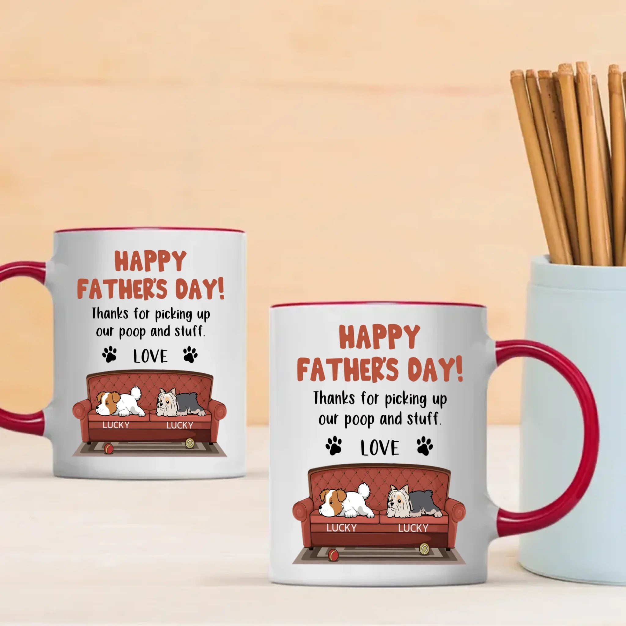 Memorable Father's Day Dog Mug - Thanks For Picking Up Our Poop And Stuff - 89Prints