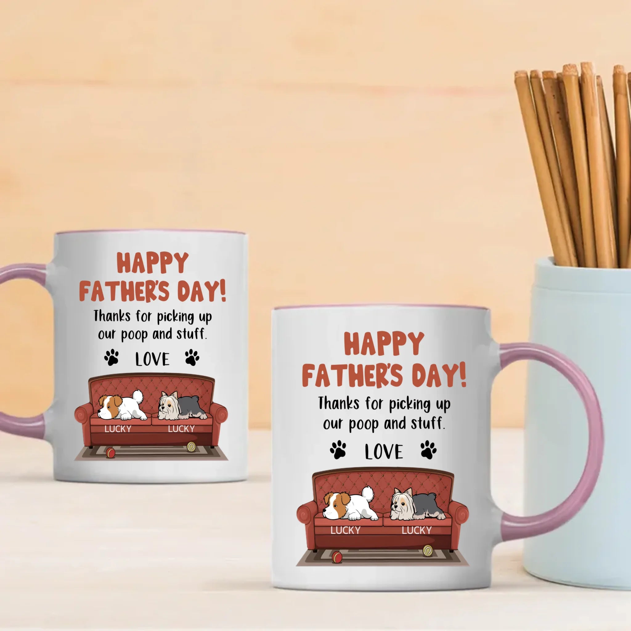 Memorable Father's Day Dog Mug - Thanks For Picking Up Our Poop And Stuff - 89Prints
