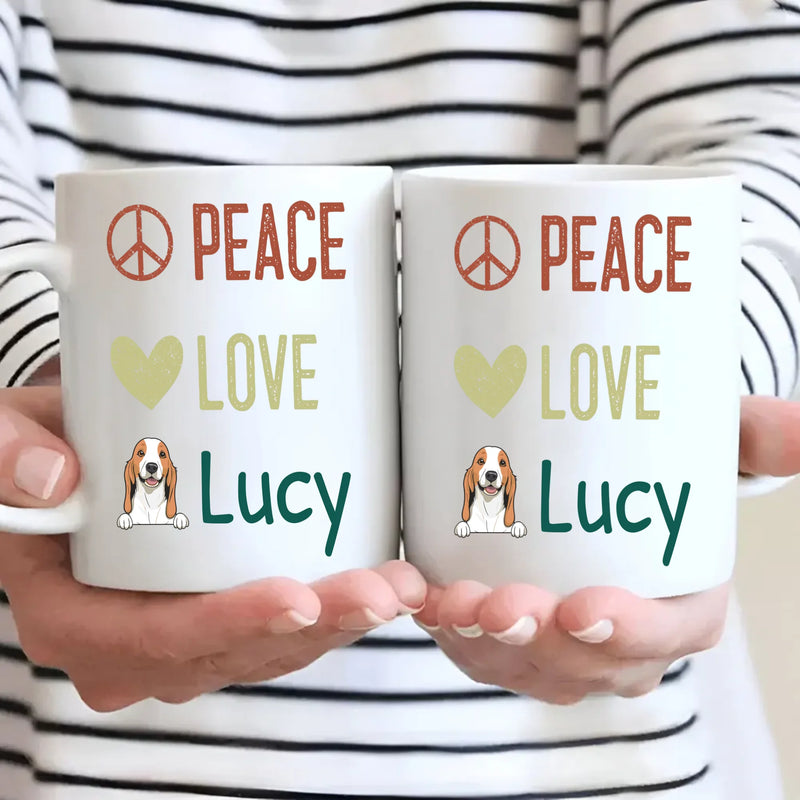 Personalised Peace Love Dog Mug - Thoughtful Gift For Dog Lovers - 89Prints