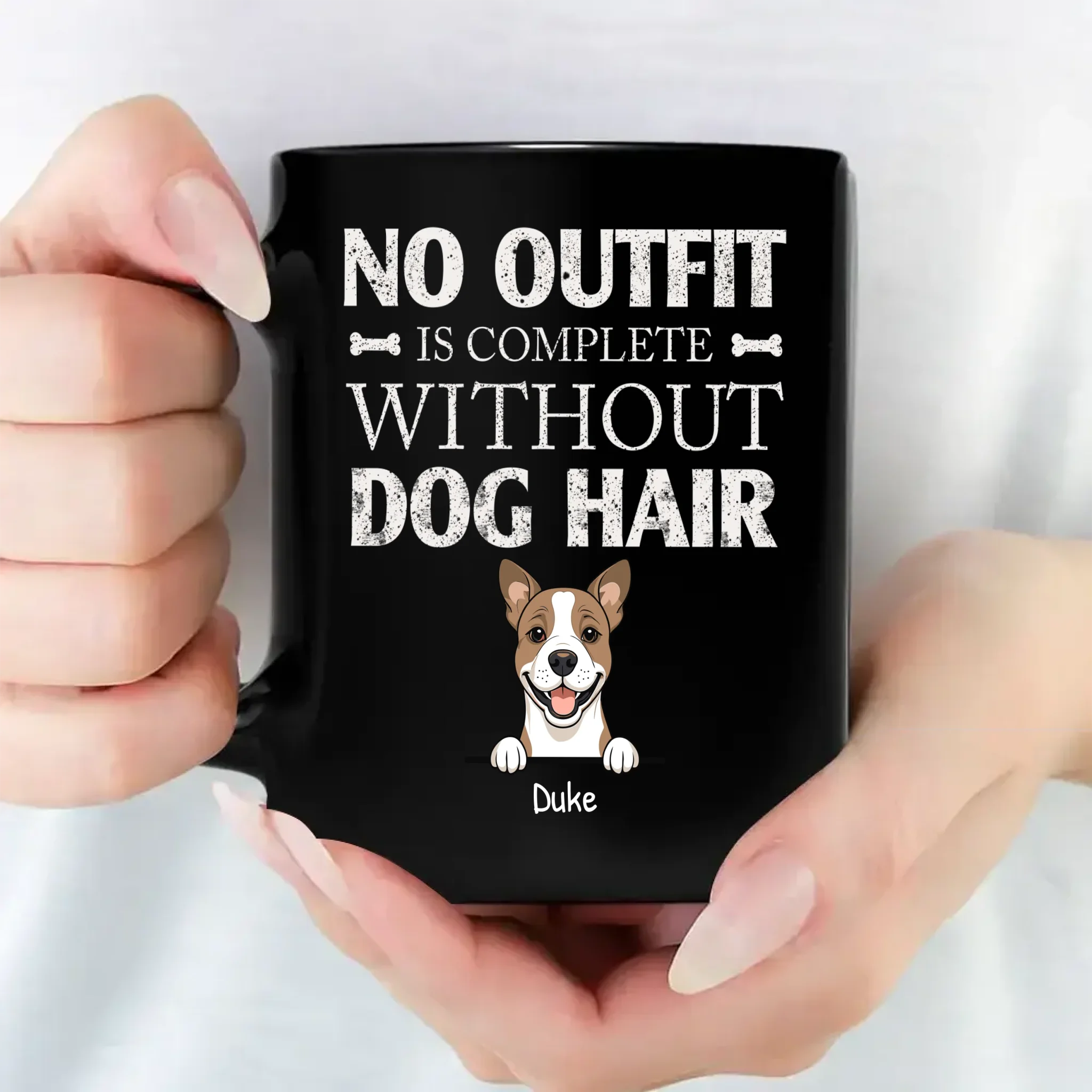 Adorable Dog Black Mug - No Outfit Is Complete Without Dog Hair - 89Prints