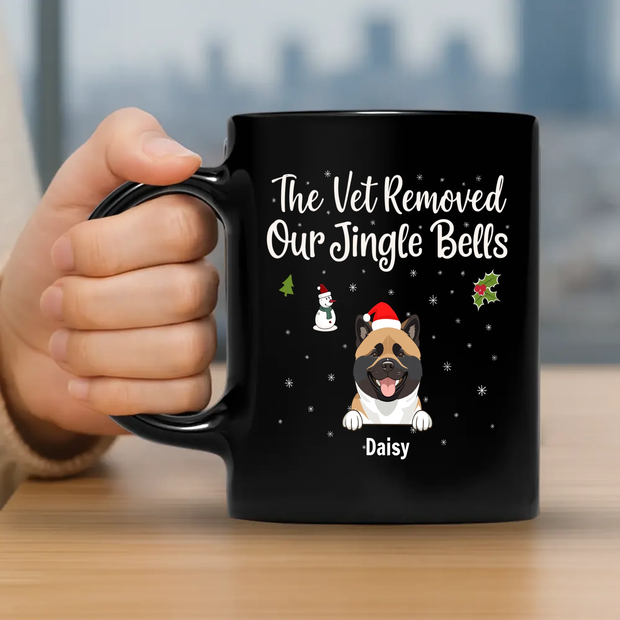 Personalized Dog Clipart Gift - The Vet Removed Our Jingle Bells Mug - 89Prints
