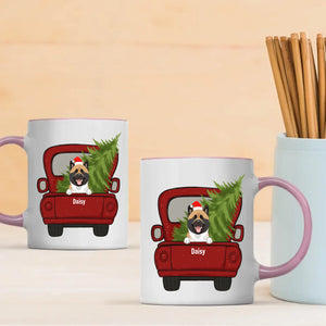 Personalized Christmas Dog Mug With Truck & Tree – Custom Dog Names Gift - 89Prints