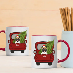 Personalized Christmas Dog Mug With Truck & Tree – Custom Dog Names Gift - 89Prints