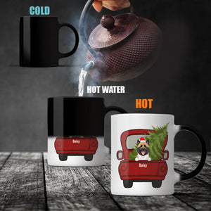 Personalized Christmas Dog Mug With Truck & Tree – Custom Dog Names Gift - 89Prints