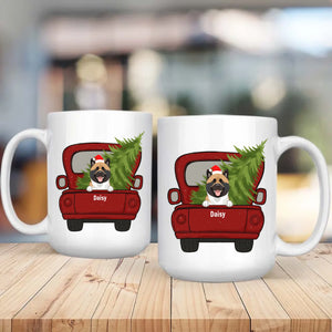 Personalized Christmas Dog Mug With Truck & Tree – Custom Dog Names Gift - 89Prints