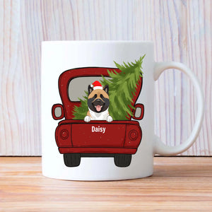Personalized Christmas Dog Mug With Truck & Tree – Custom Dog Names Gift - 89Prints