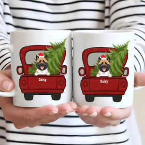 Personalized Christmas Dog Mug With Truck & Tree – Custom Dog Names Gift - 89Prints
