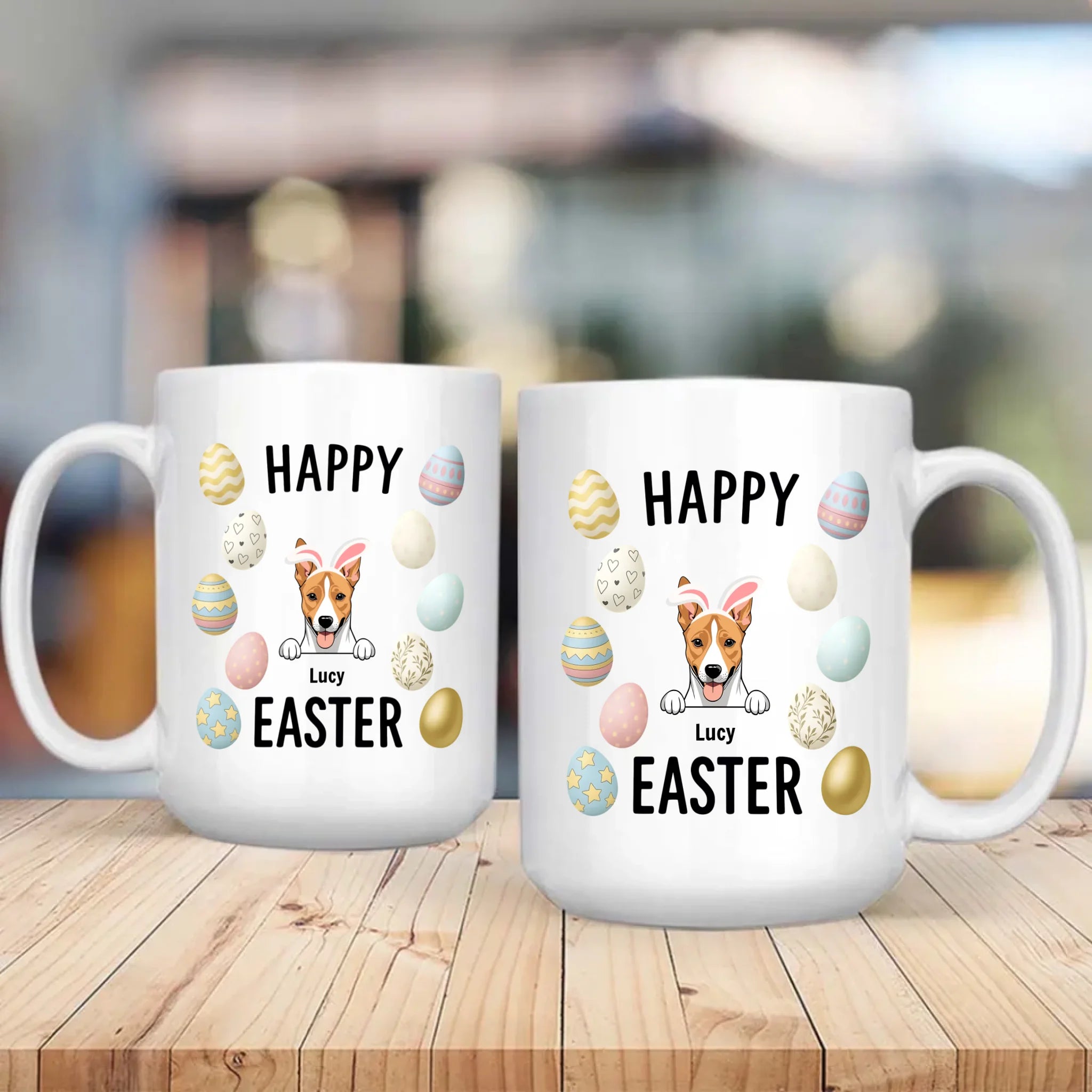 Signature Custom Dog Mug With Easter Eggs - Happy Easter Gift - 89Prints