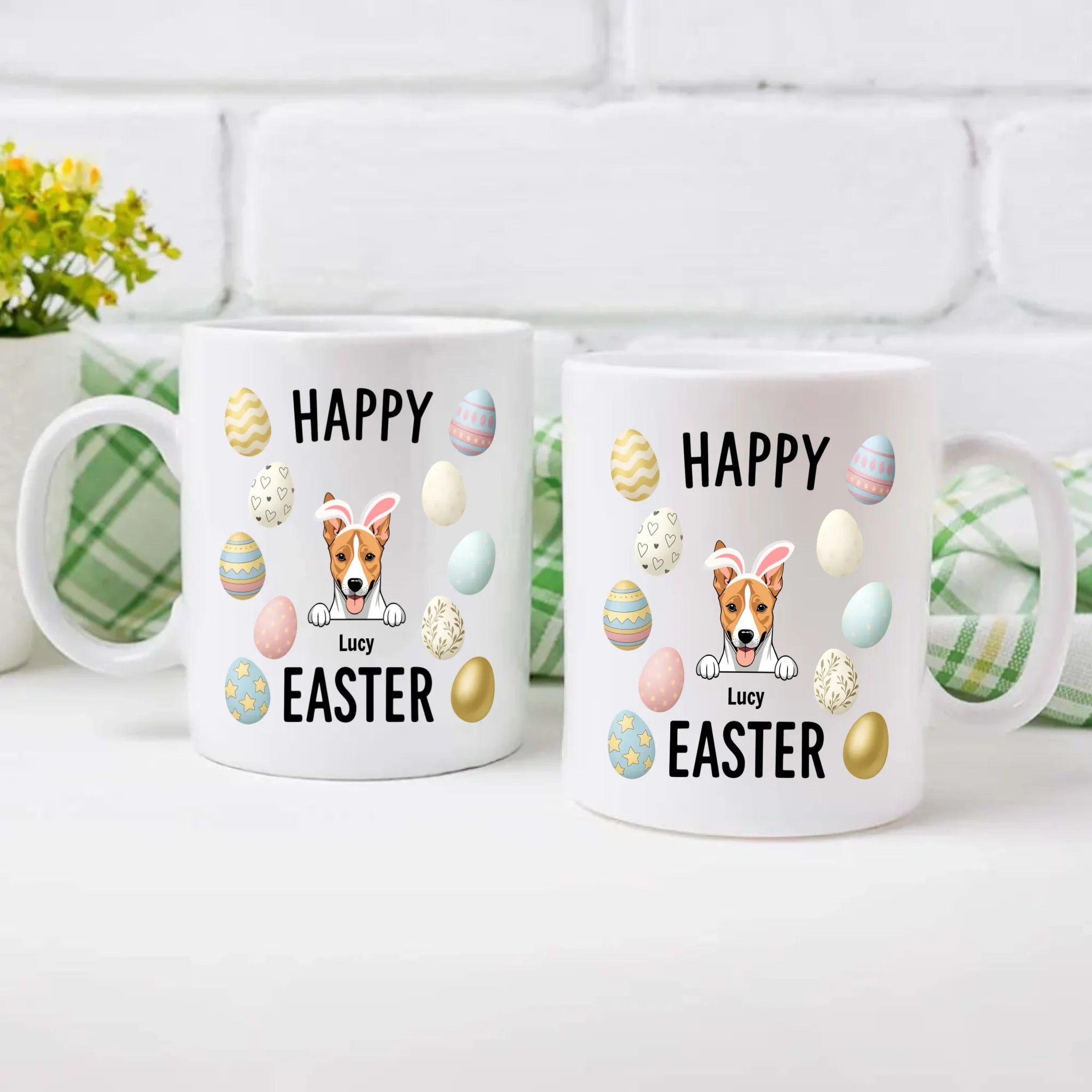 Signature Custom Dog Mug With Easter Eggs - Happy Easter Gift - 89Prints