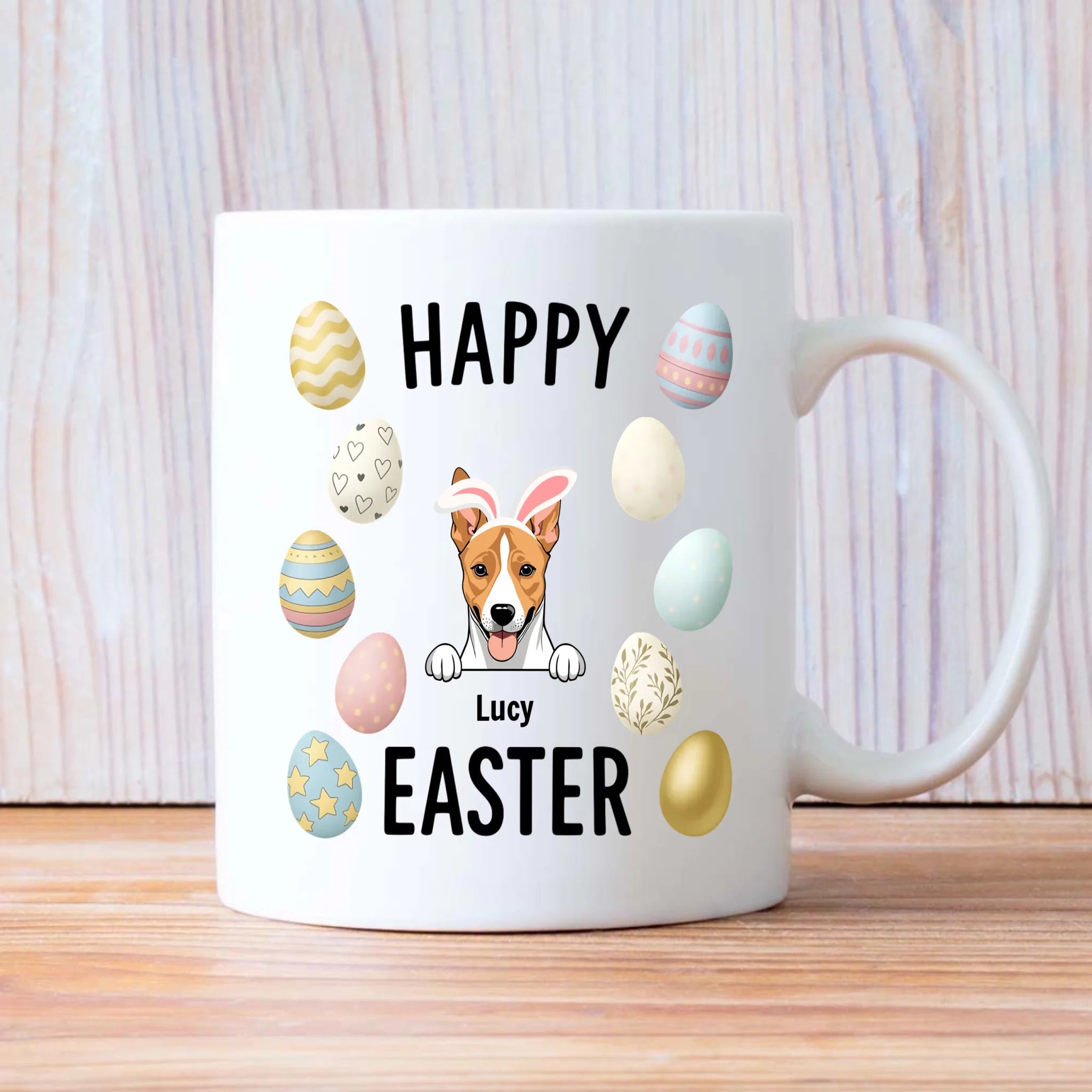 Signature Custom Dog Mug With Easter Eggs - Happy Easter Gift - 89Prints