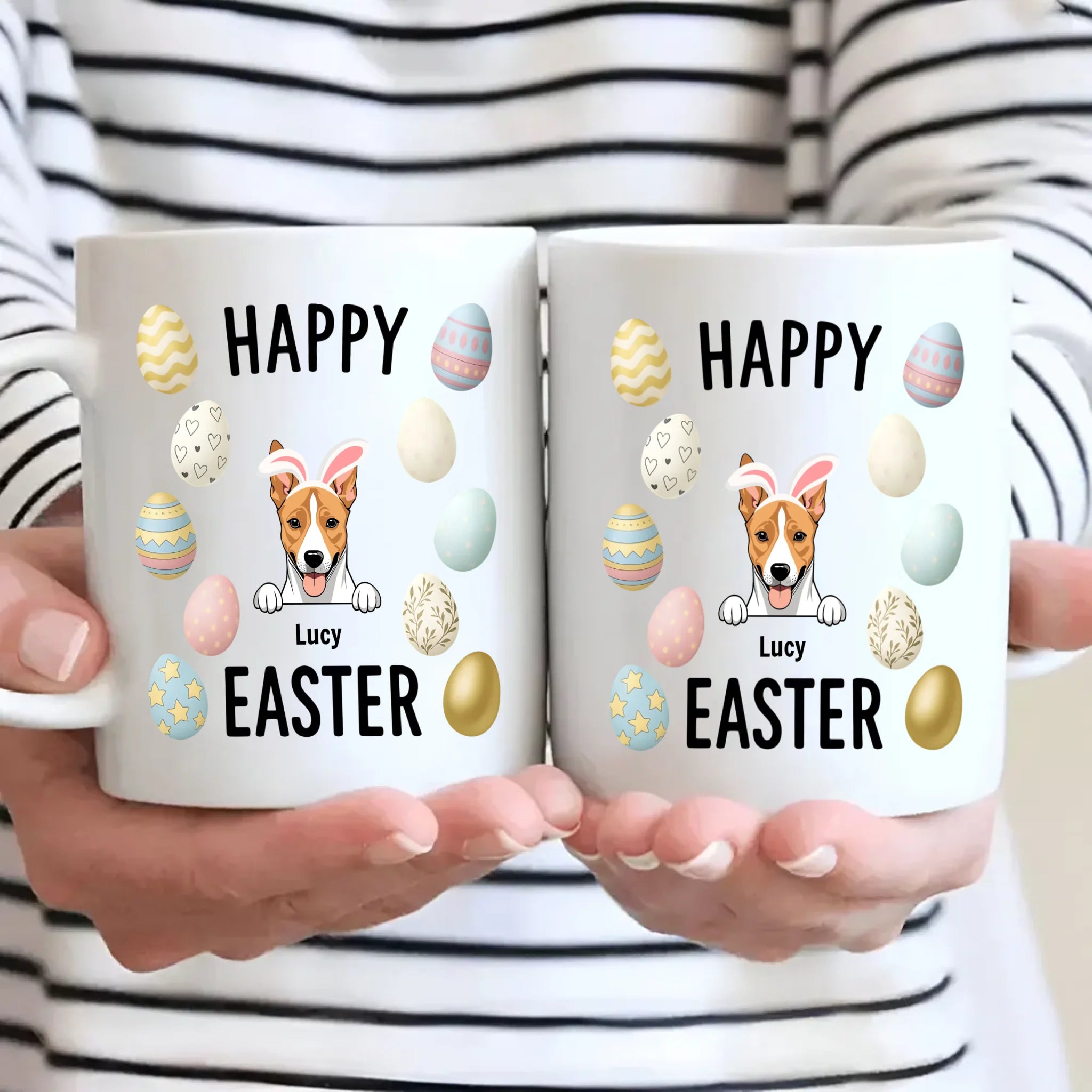 Signature Custom Dog Mug With Easter Eggs - Happy Easter Gift - 89Prints