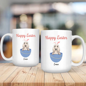 Personalized Happy Easter Dog Mug – Custom Pet Name Bunny Egg Gift - 89Prints