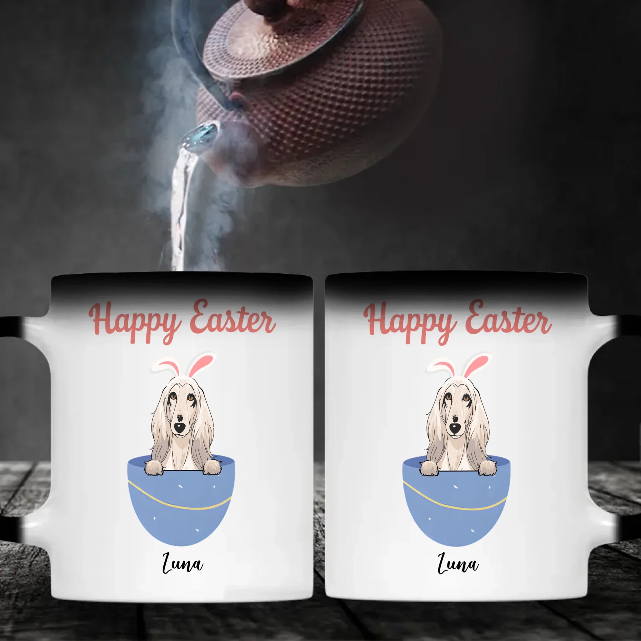 Personalized Happy Easter Dog Mug – Custom Pet Name Bunny Egg Gift - 89Prints