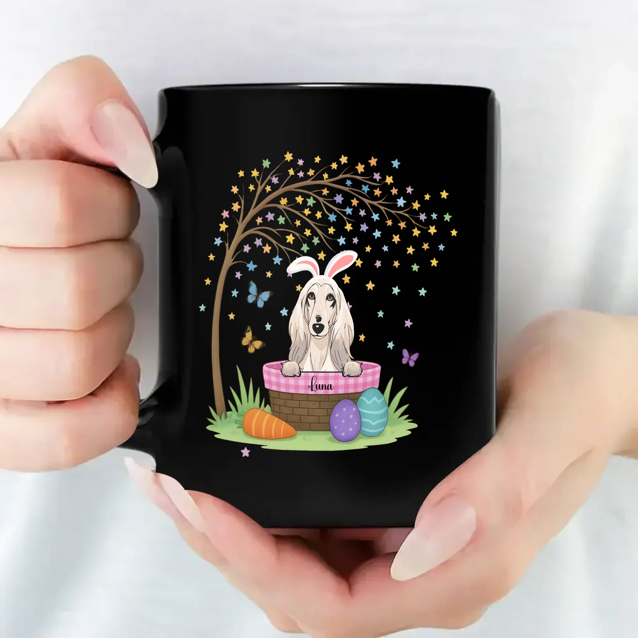 Pet-themed Custom Dog Mug – Personalized With Names & Breeds Easter Gift - 89Prints