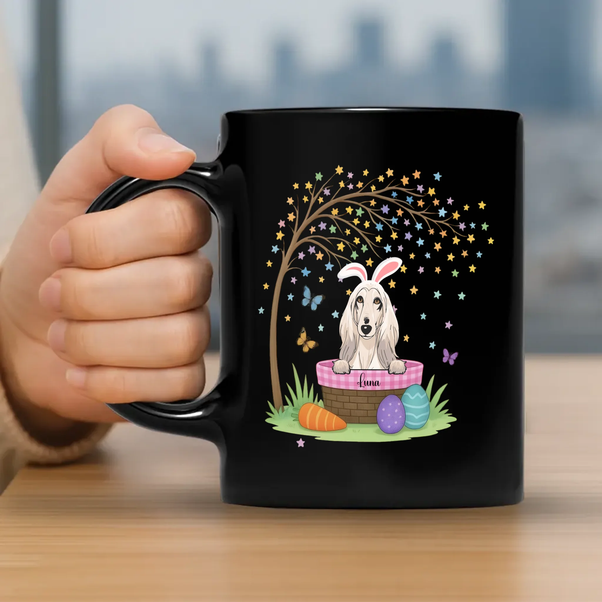 Pet-themed Custom Dog Mug – Personalized With Names & Breeds Easter Gift - 89Prints