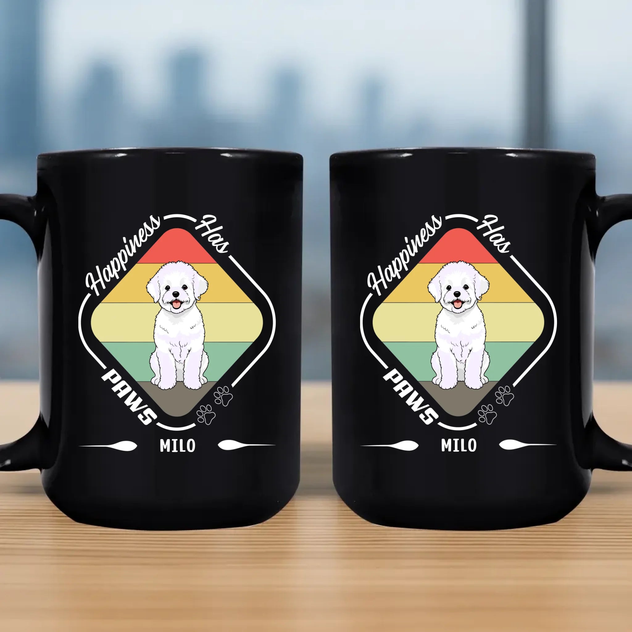 Happiness Has Paws Mug – Thoughtful Personalized Dog Gift - 89Prints