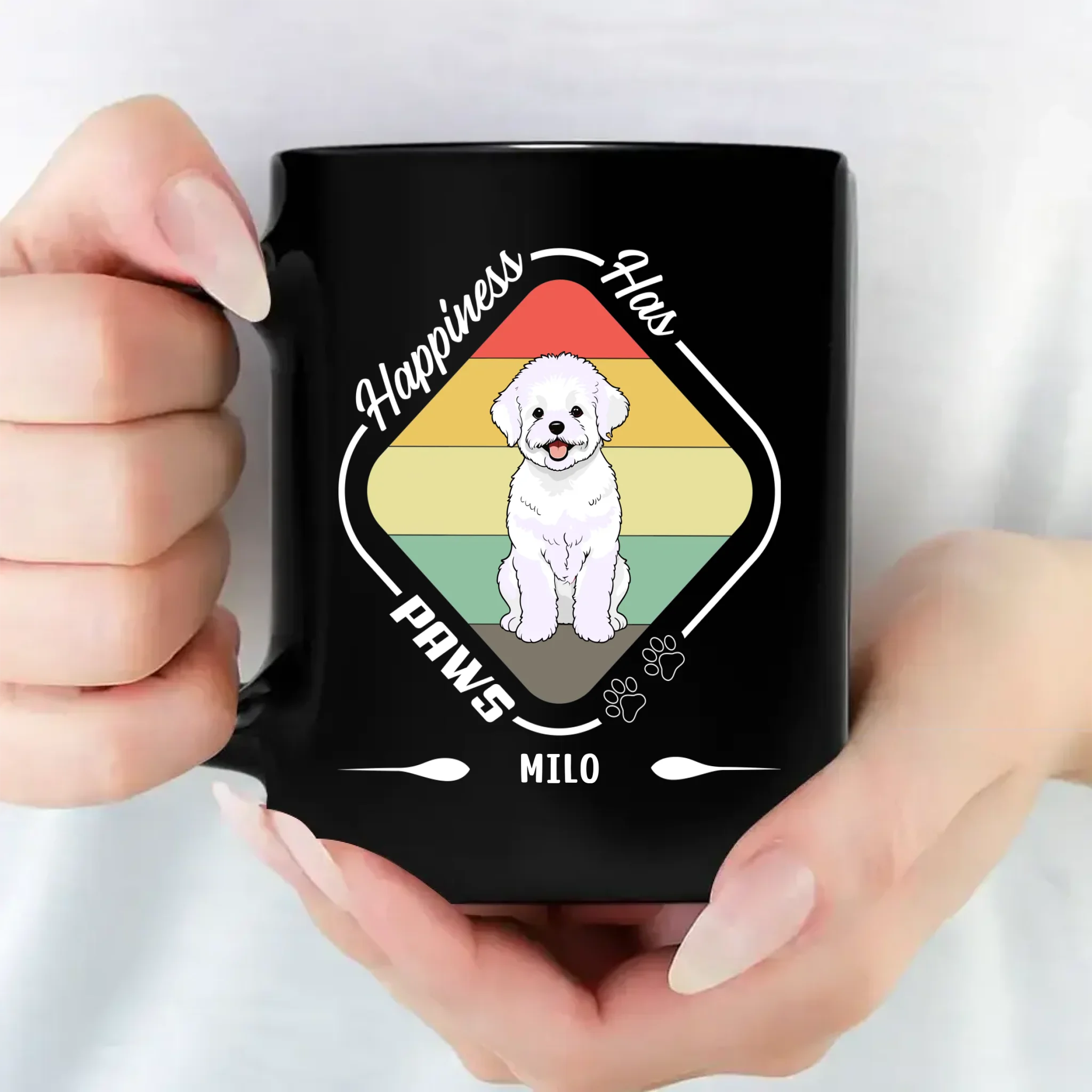 Happiness Has Paws Mug – Thoughtful Personalized Dog Gift - 89Prints