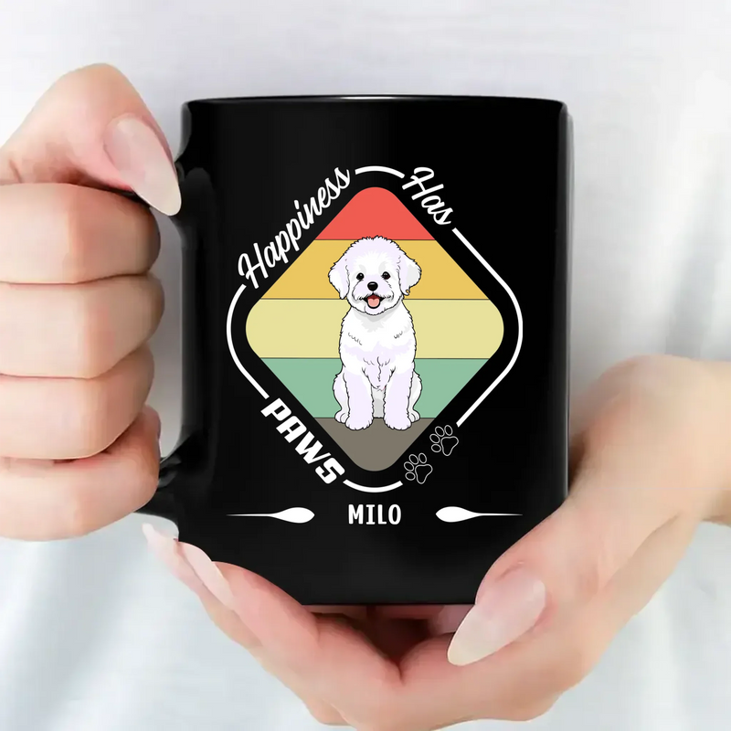 Happiness Has Paws Mug – Thoughtful Personalized Dog Gift - 89Prints