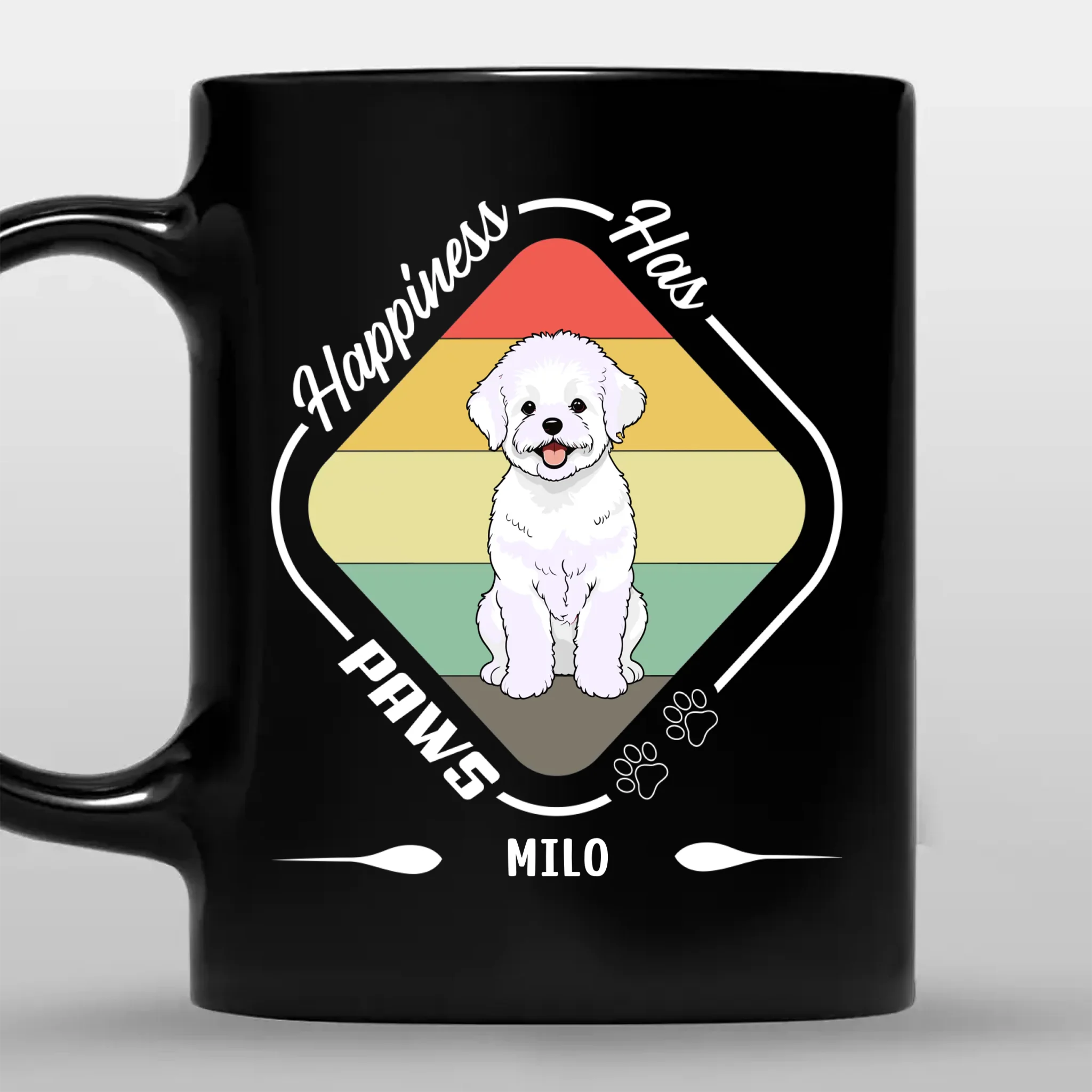 Happiness Has Paws Mug – Thoughtful Personalized Dog Gift - 89Prints