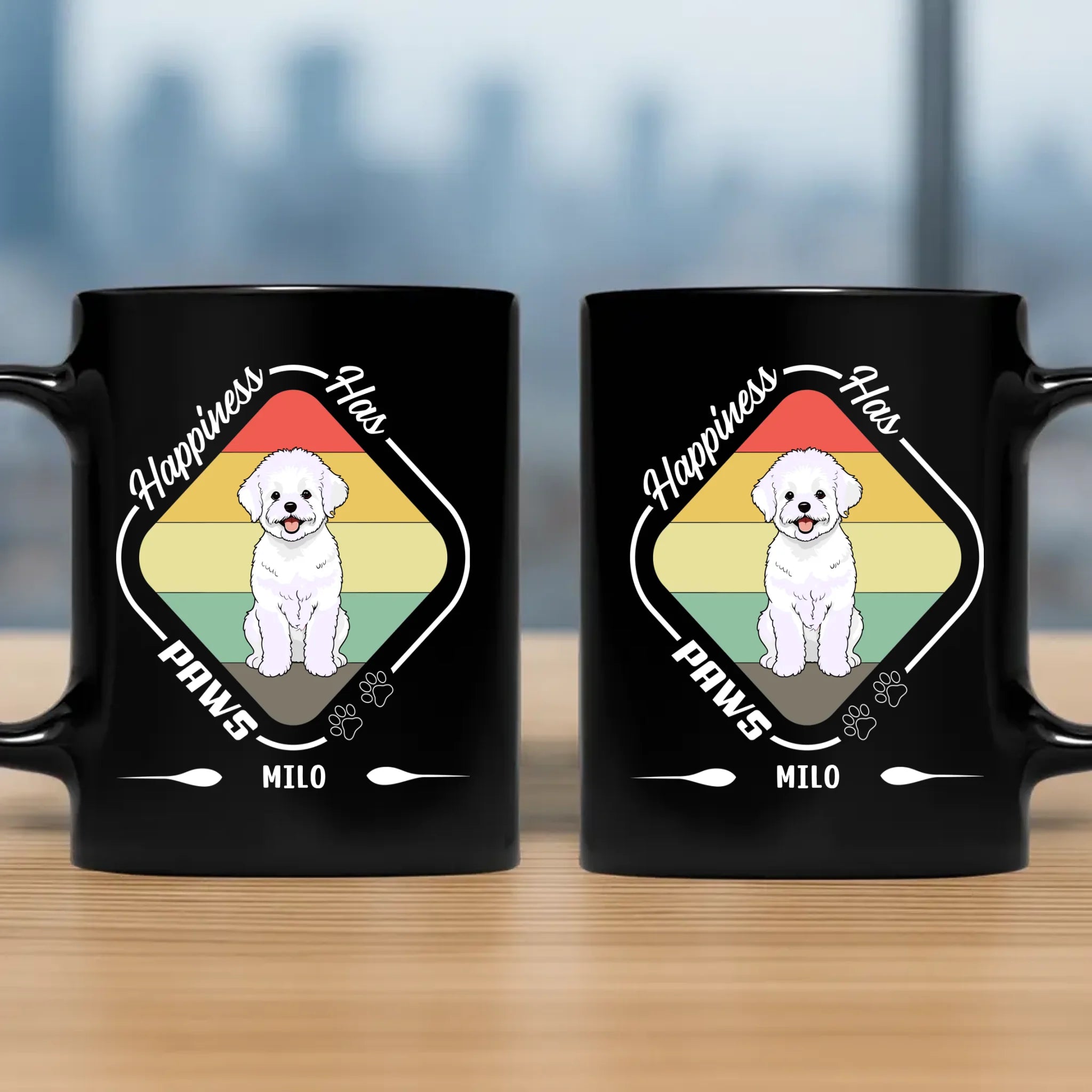Happiness Has Paws Mug – Thoughtful Personalized Dog Gift - 89Prints
