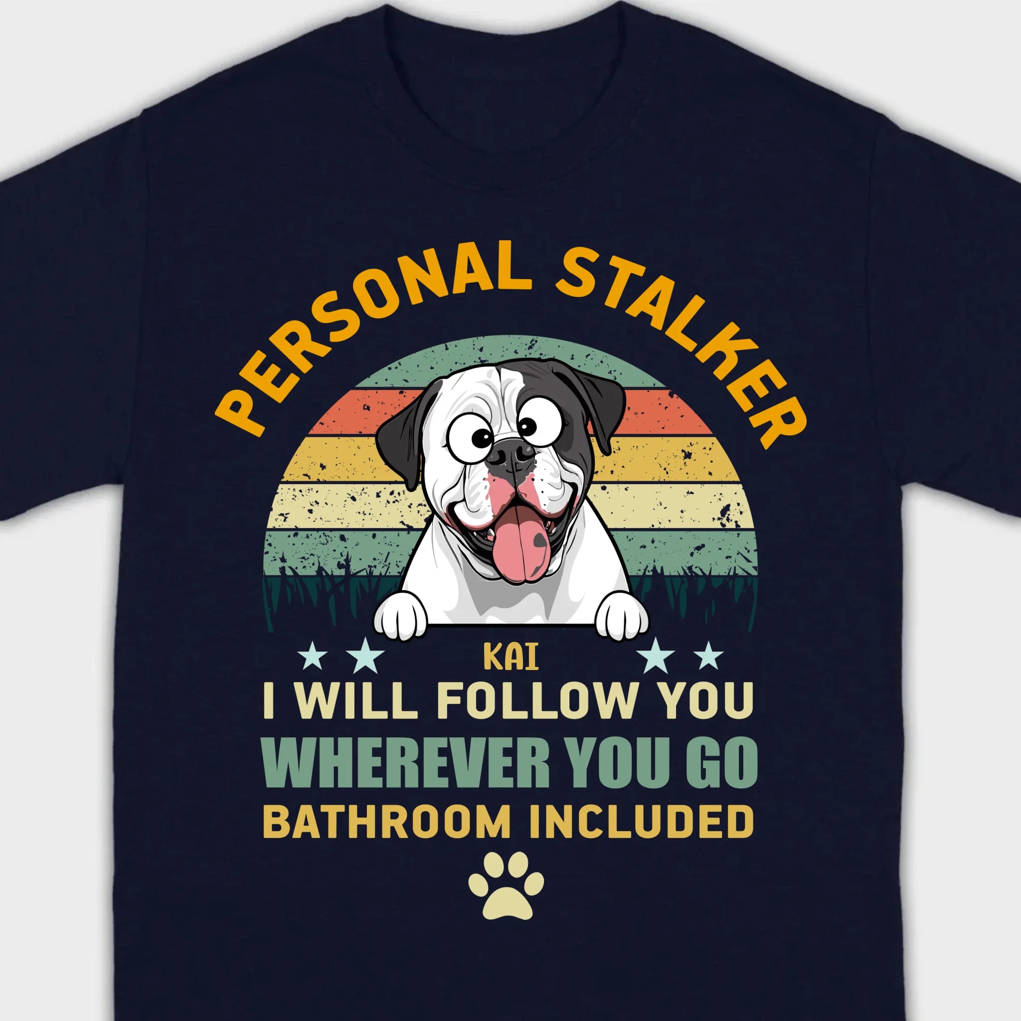 Custom American Bulldog Basic Tee - Personal Stalker Dog Personalized T-Shirts - 89Prints