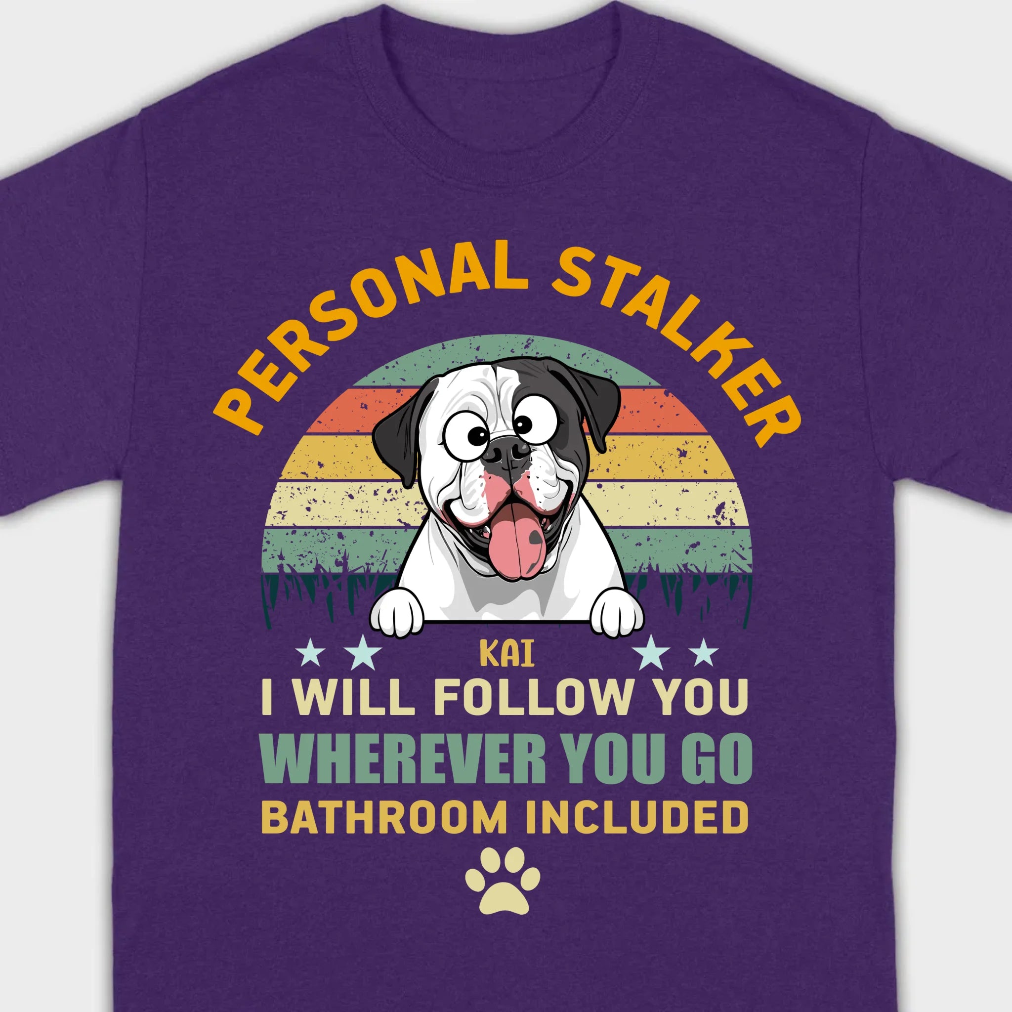 Custom American Bulldog Basic Tee - Personal Stalker Dog Personalized T-Shirts - 89Prints