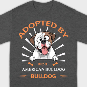 Custom American Bulldog Basic Tee: Adopted By Bull Dog Personalized T-Shirts - 89Prints