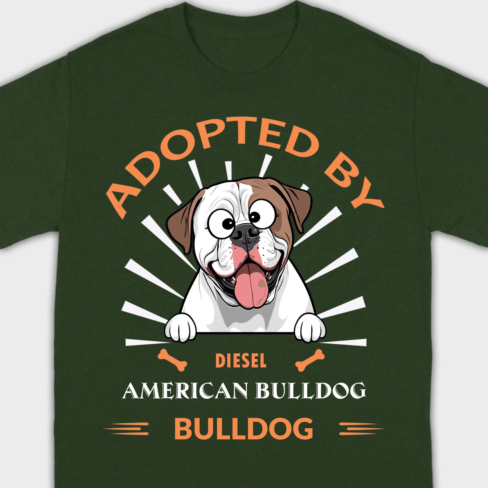 Custom American Bulldog Basic Tee: Adopted By Bull Dog Personalized T-Shirts - 89Prints