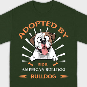 Custom American Bulldog Basic Tee: Adopted By Bull Dog Personalized T-Shirts - 89Prints
