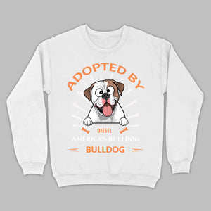 Custom American Bulldog Basic Tee: Adopted By Bull Dog Personalized T-Shirts - 89Prints
