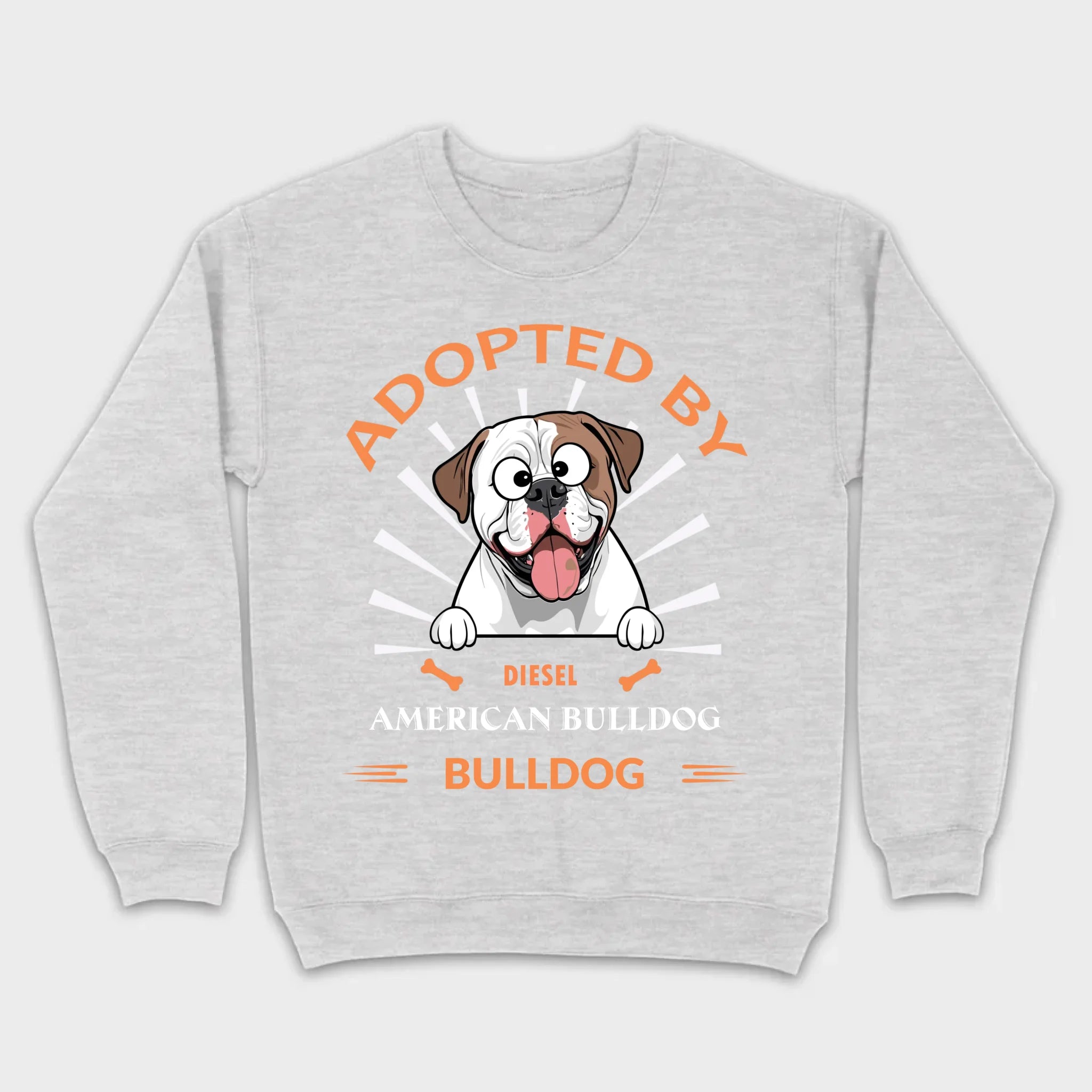 Custom American Bulldog Basic Tee: Adopted By Bull Dog Personalized T-Shirts - 89Prints