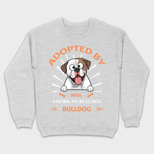 Custom American Bulldog Basic Tee: Adopted By Bull Dog Personalized T-Shirts - 89Prints