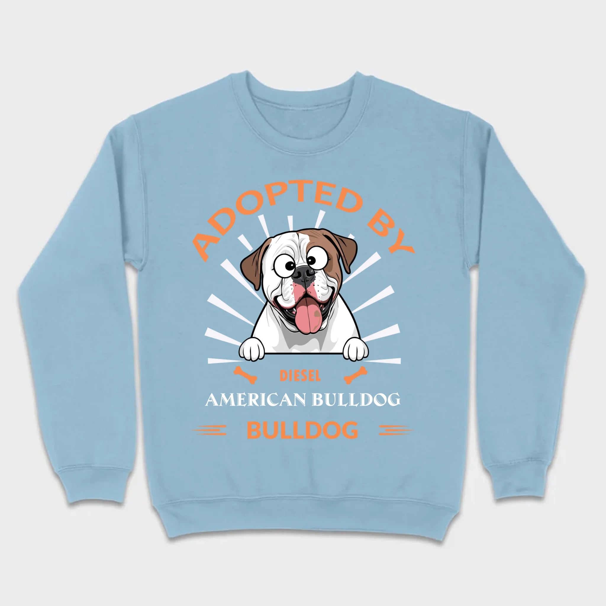 Custom American Bulldog Basic Tee: Adopted By Bull Dog Personalized T-Shirts - 89Prints
