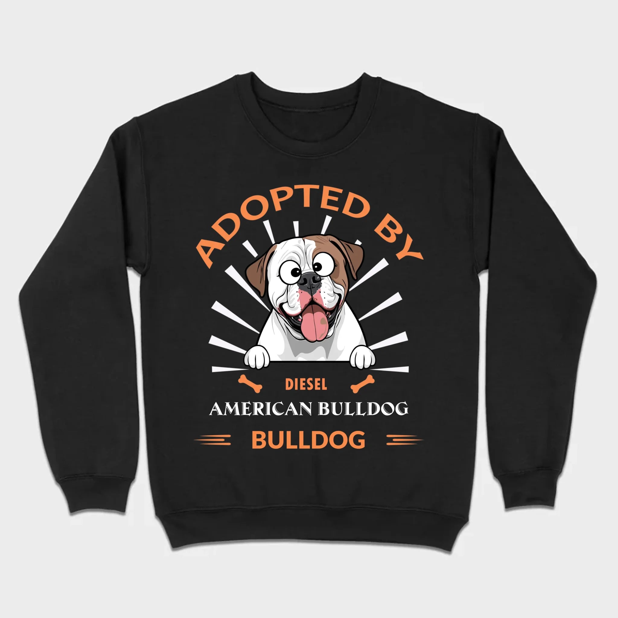 Custom American Bulldog Basic Tee: Adopted By Bull Dog Personalized T-Shirts - 89Prints