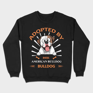 Custom American Bulldog Basic Tee: Adopted By Bull Dog Personalized T-Shirts - 89Prints