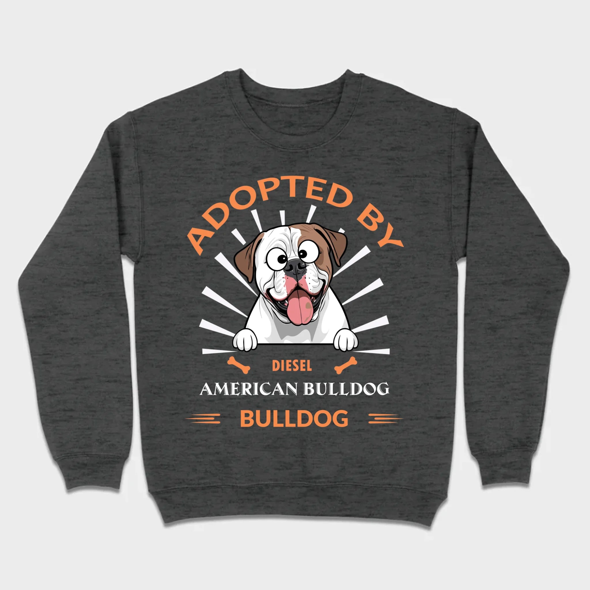 Custom American Bulldog Basic Tee: Adopted By Bull Dog Personalized T-Shirts - 89Prints