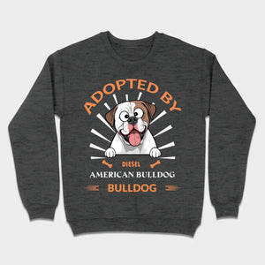 Custom American Bulldog Basic Tee: Adopted By Bull Dog Personalized T-Shirts - 89Prints