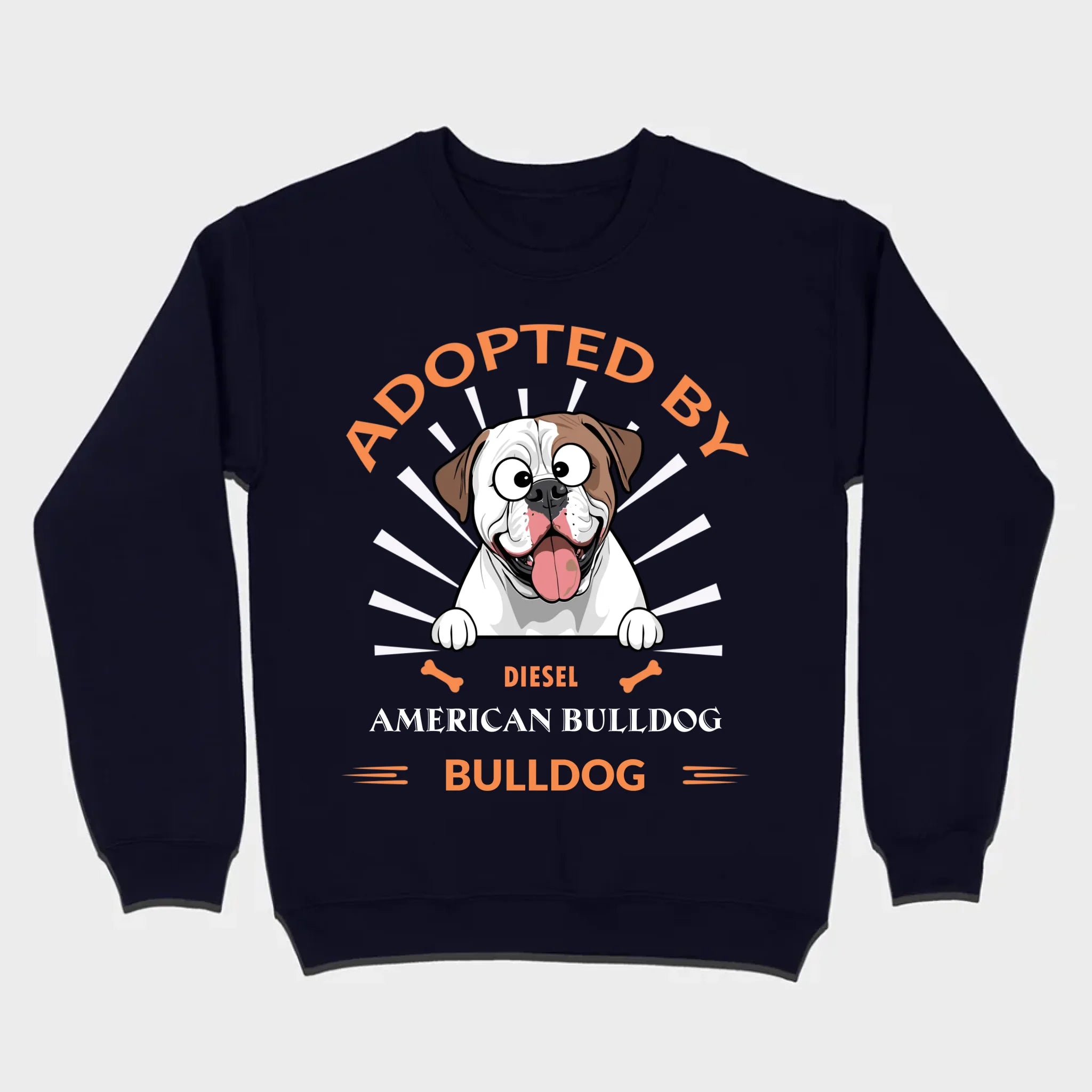 Custom American Bulldog Basic Tee: Adopted By Bull Dog Personalized T-Shirts - 89Prints