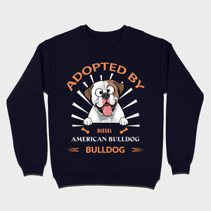 Custom American Bulldog Basic Tee: Adopted By Bull Dog Personalized T-Shirts - 89Prints
