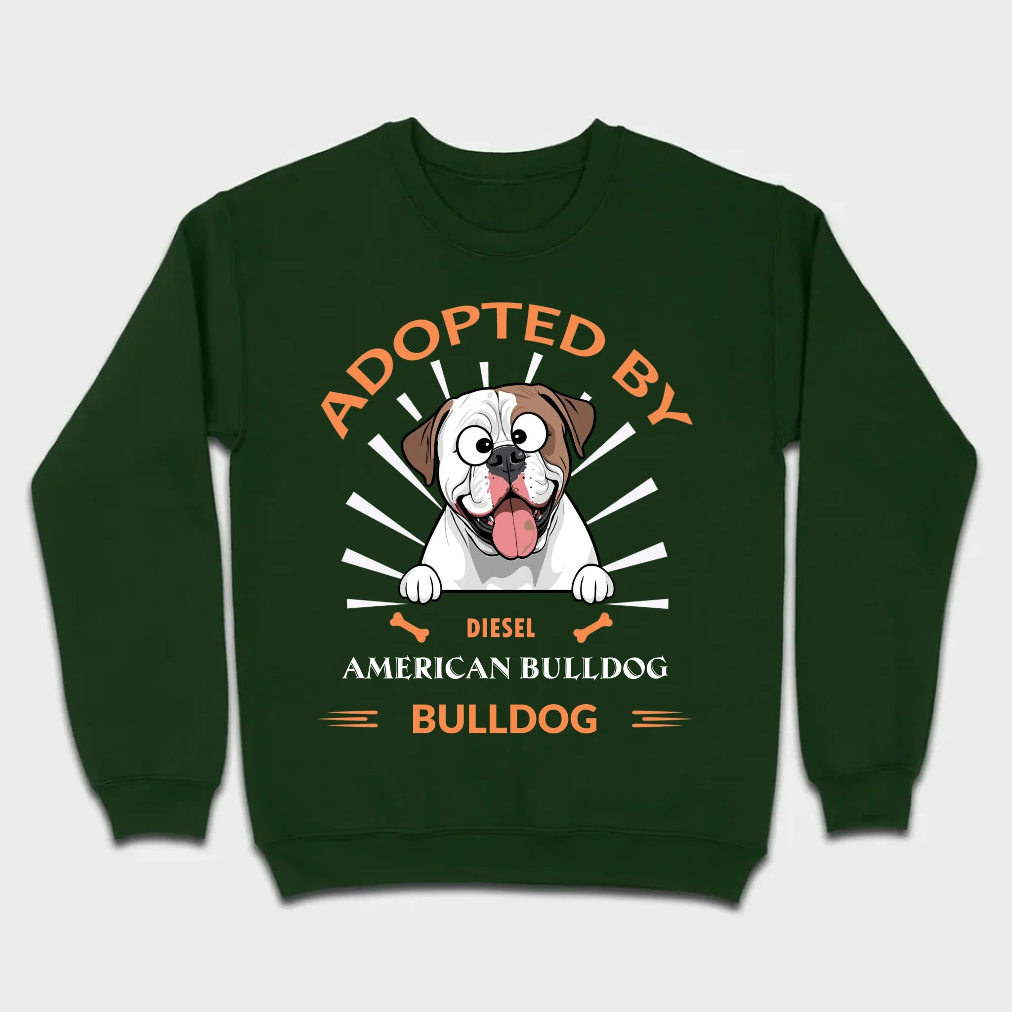 Custom American Bulldog Basic Tee: Adopted By Bull Dog Personalized T-Shirts - 89Prints