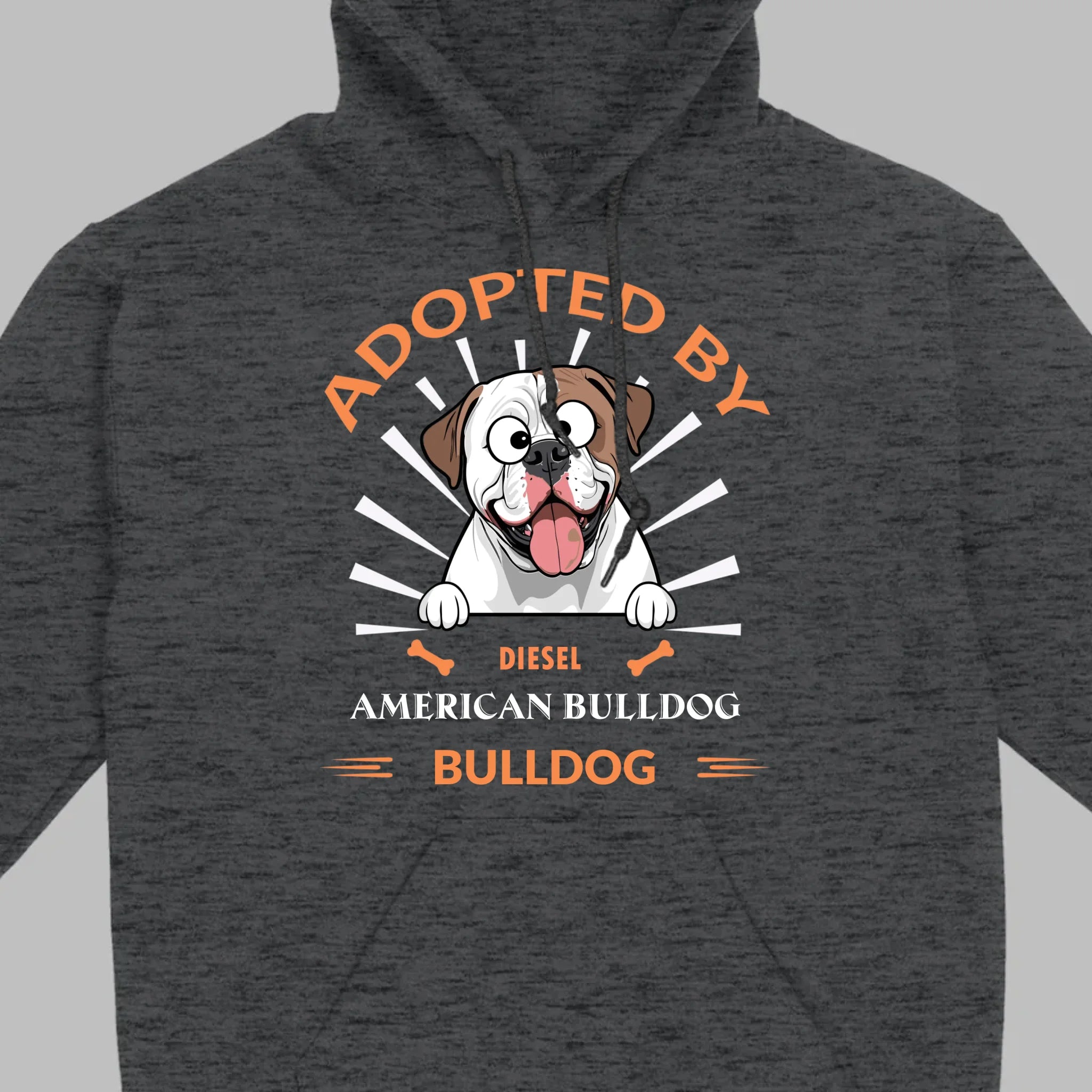 Custom American Bulldog Basic Tee: Adopted By Bull Dog Personalized T-Shirts - 89Prints