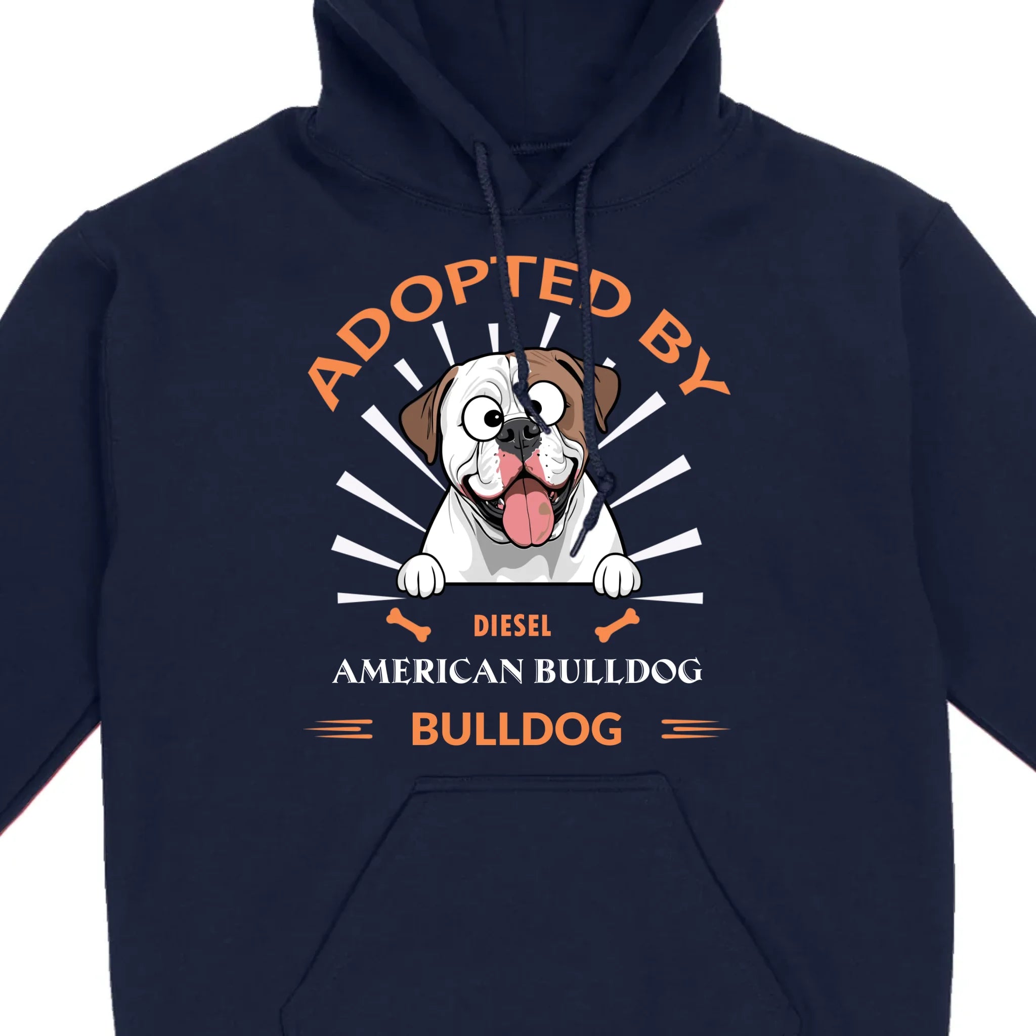 Custom American Bulldog Basic Tee: Adopted By Bull Dog Personalized T-Shirts - 89Prints
