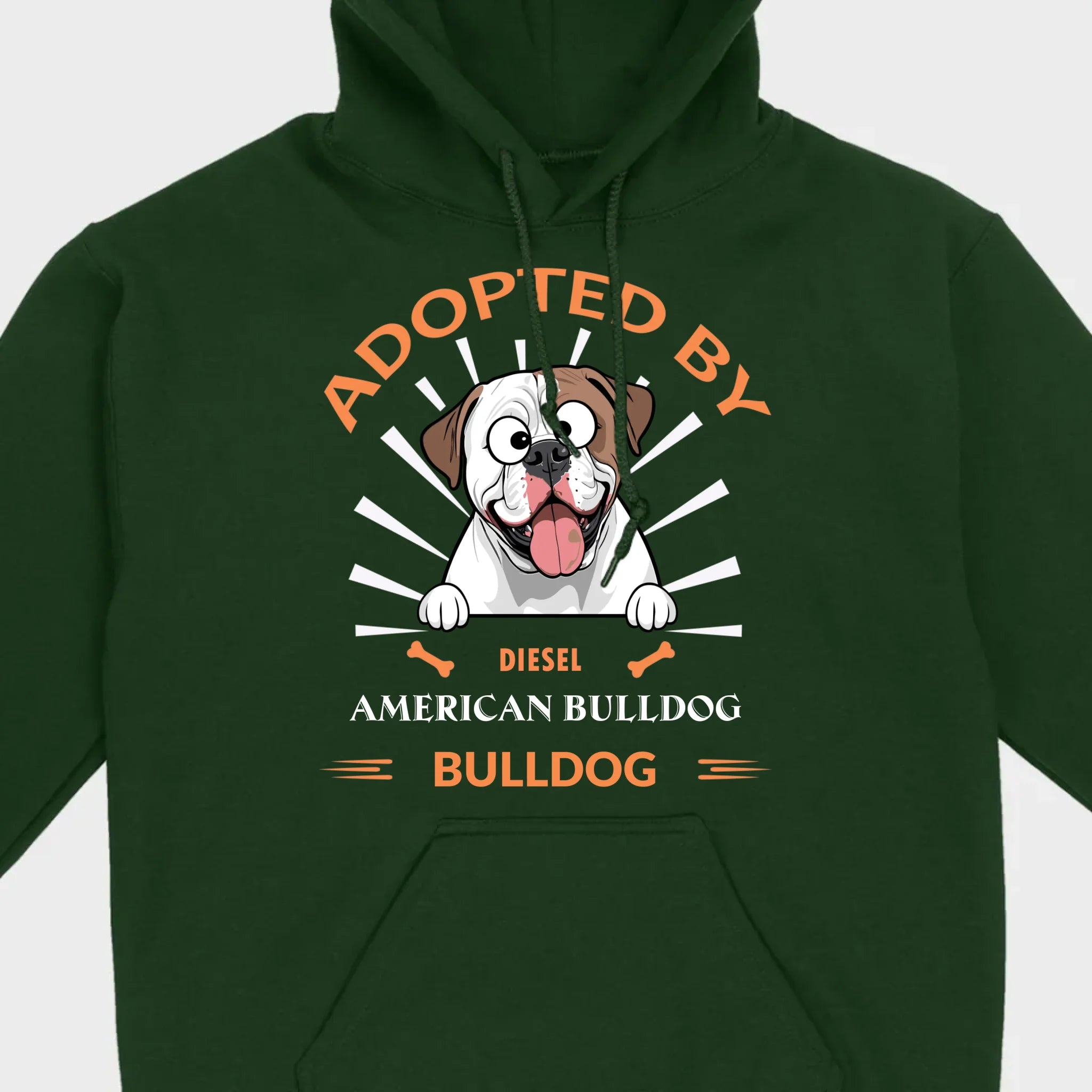 Custom American Bulldog Basic Tee: Adopted By Bull Dog Personalized T-Shirts - 89Prints