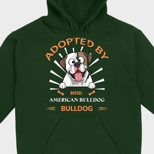 Custom American Bulldog Basic Tee: Adopted By Bull Dog Personalized T-Shirts - 89Prints