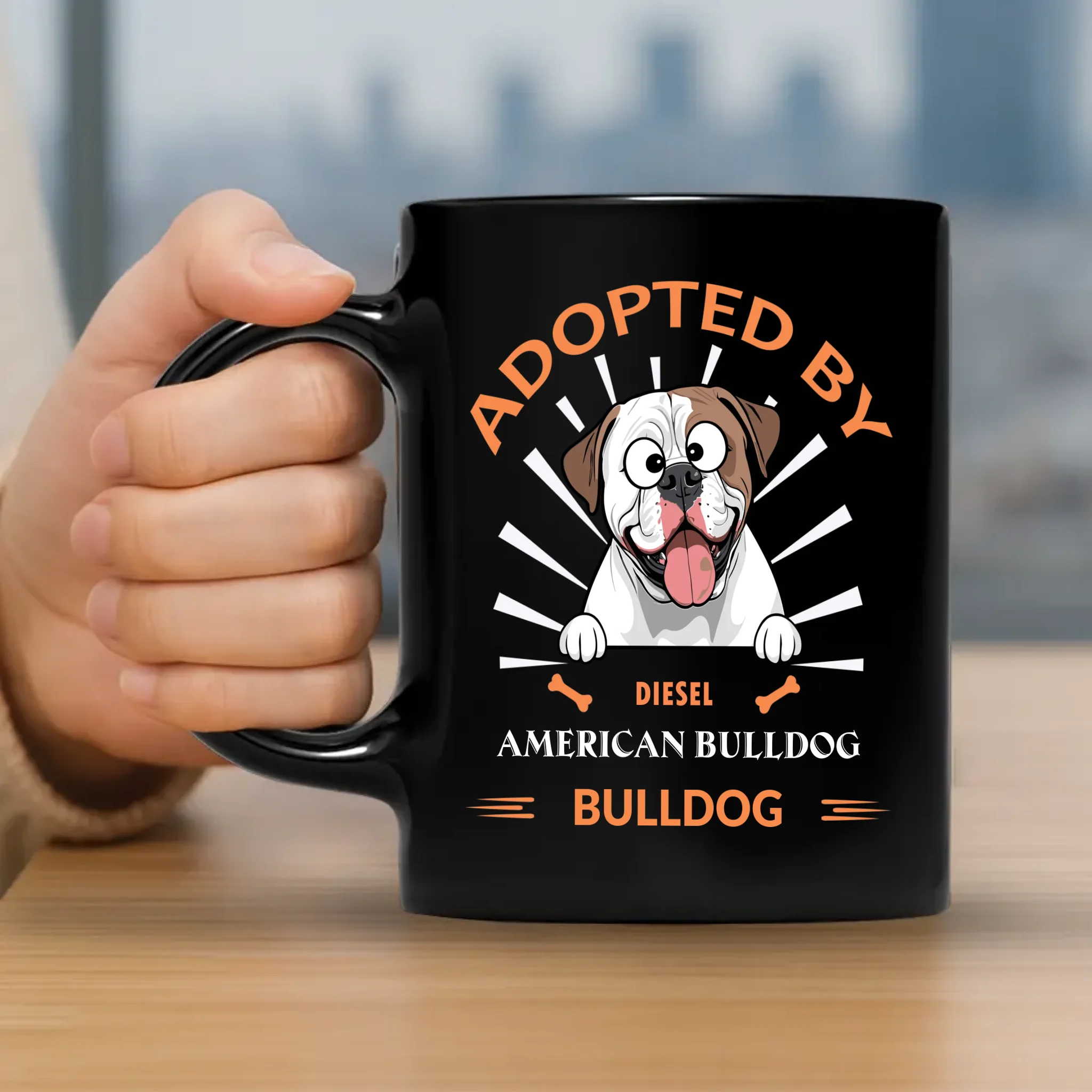 Adopted By A Bulldog - Sentimental Personalized Dog Mug - 89Prints