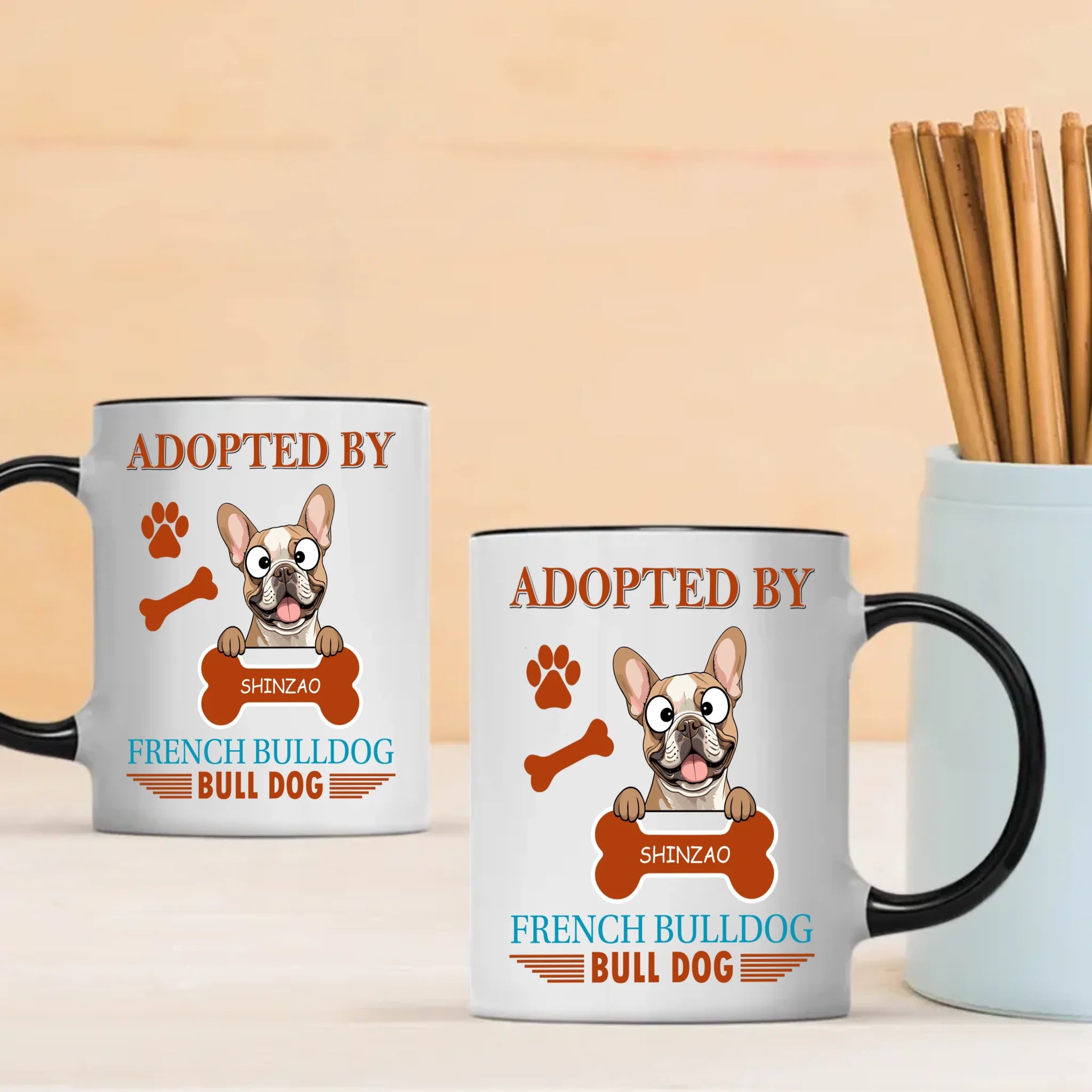 Adopted By French Bulldog Mug - One-of-a-kind Presents For Dog Lovers - 89Prints