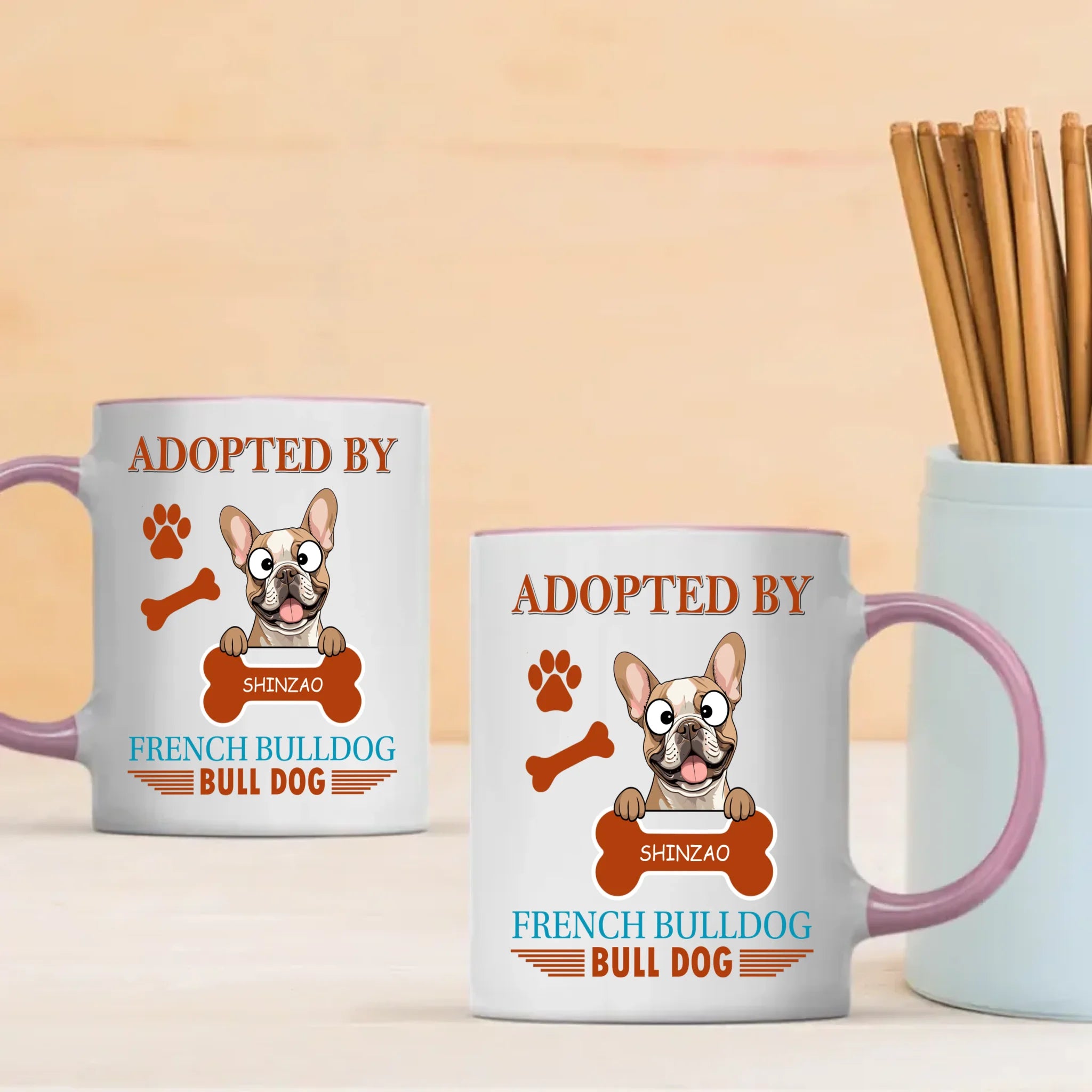 Adopted By French Bulldog Mug - One-of-a-kind Presents For Dog Lovers - 89Prints