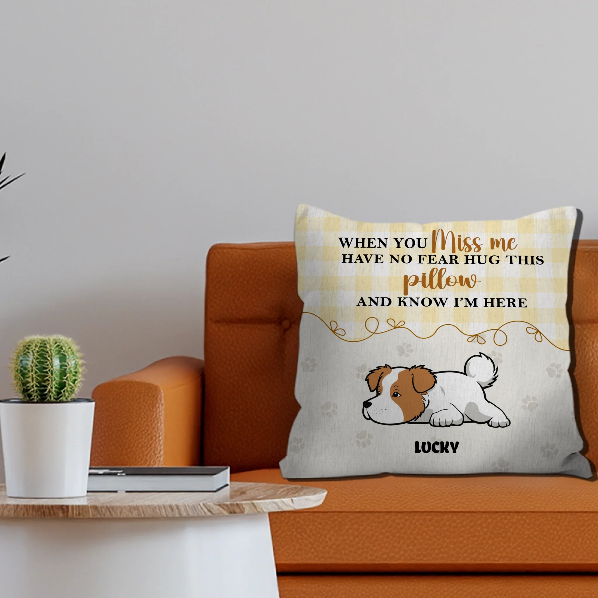 When You Miss Me Quote Dog Pillow – Personalized Dog Art & Name Customizable - 89Prints