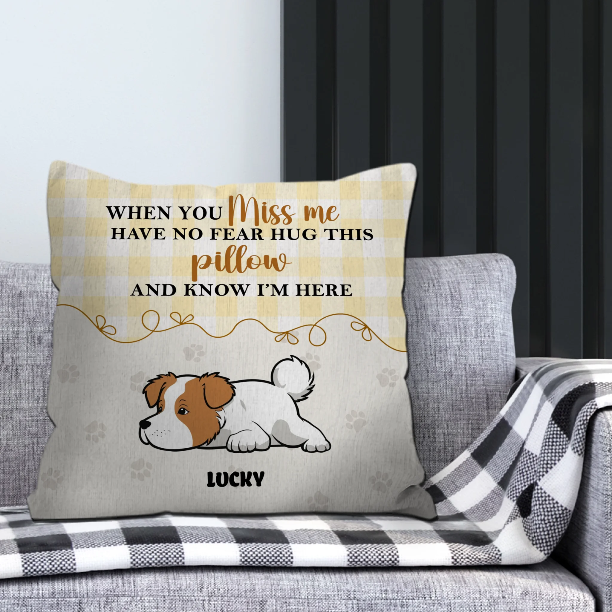 When You Miss Me Quote Dog Pillow – Personalized Dog Art & Name Customizable - 89Prints
